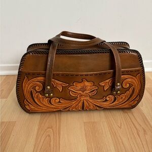 Vintage 1970’s Hand Tooled Leather Shoulder Bag
